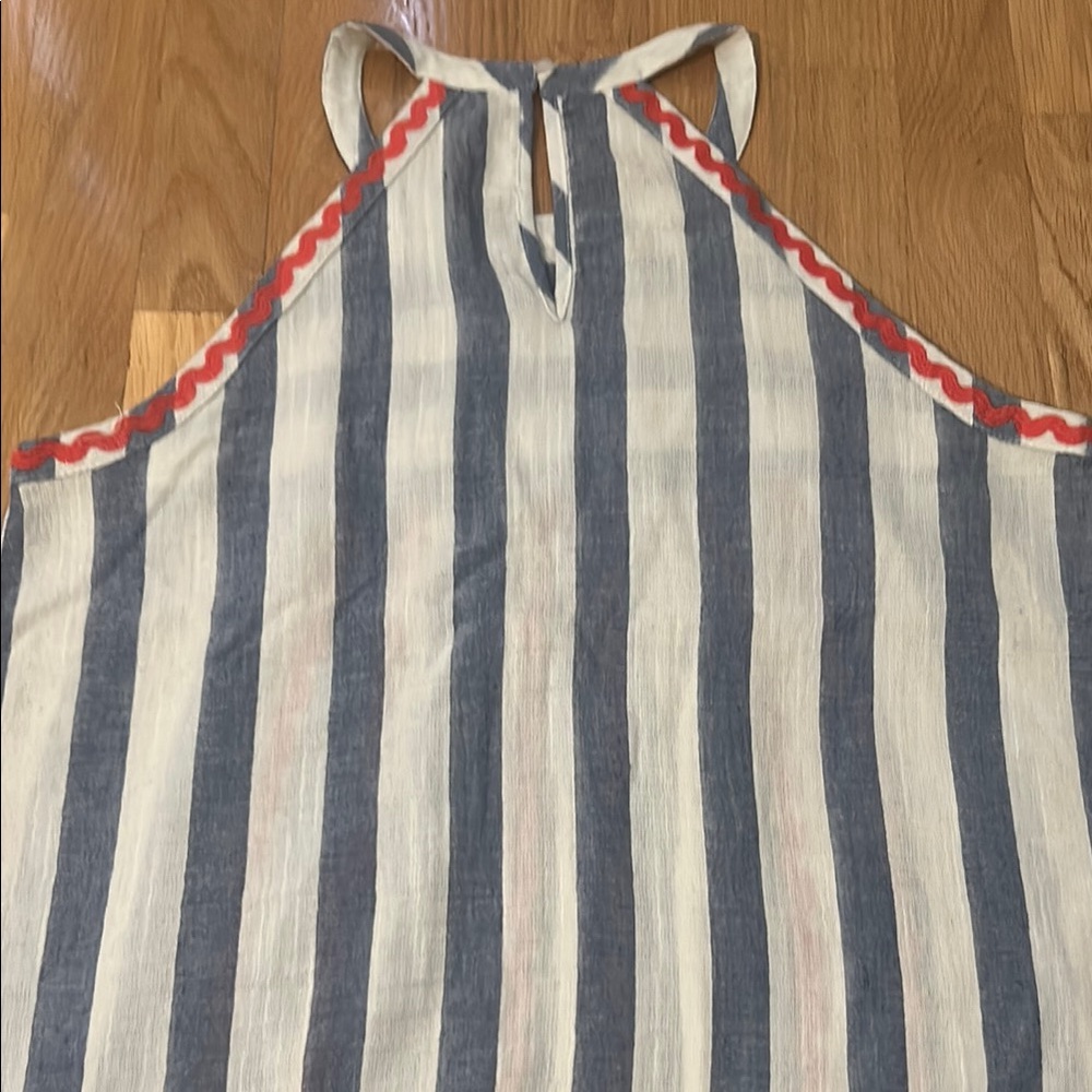 THML Blue and White Striped Halter Top with Red Detail - Picture 3 of 4